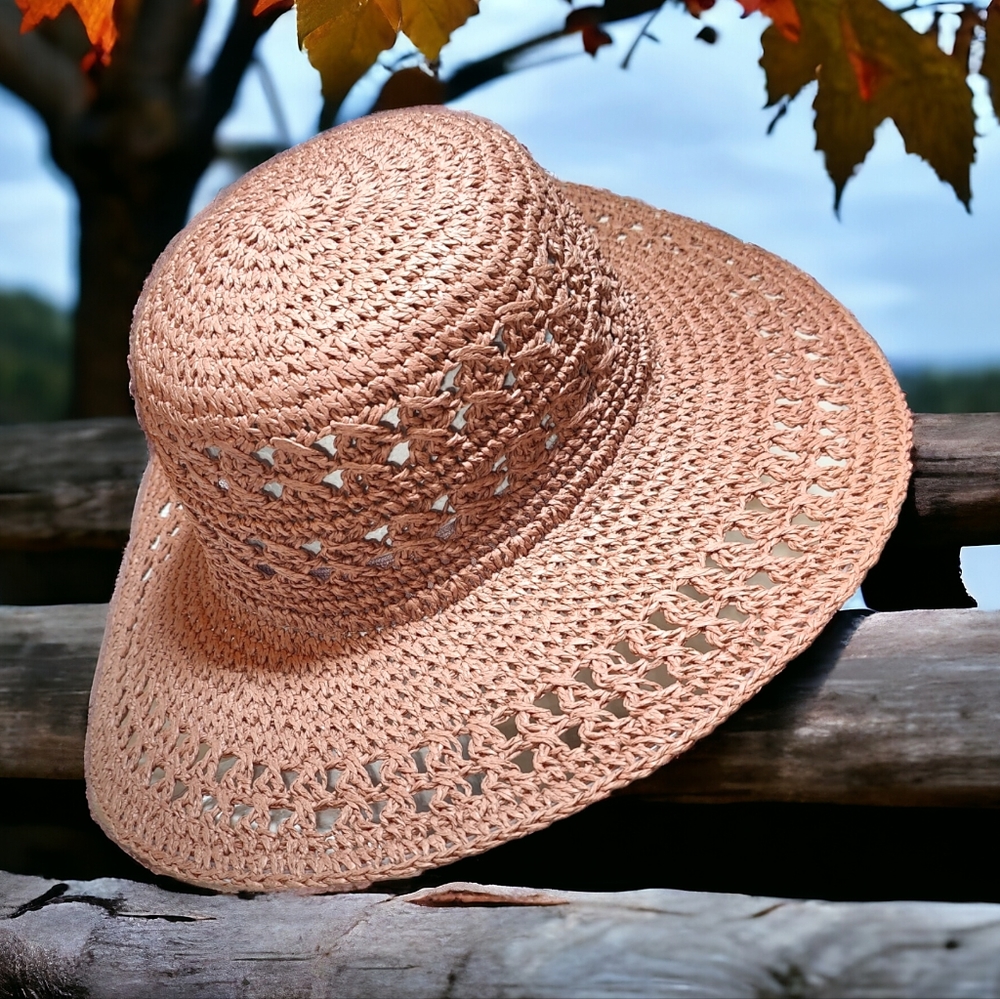 TIME and TRU Natural Open Weave Wide Brim Sunhat - Picture 4 of 12